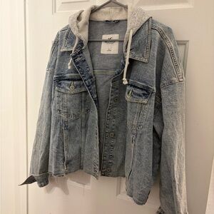 Hollister Denim Jacket with Gray Hood